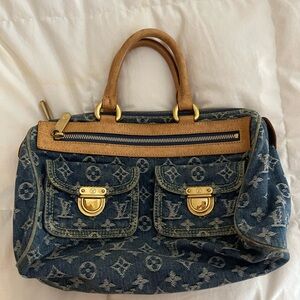 Louis Vuitton Denim and Tan Satchel